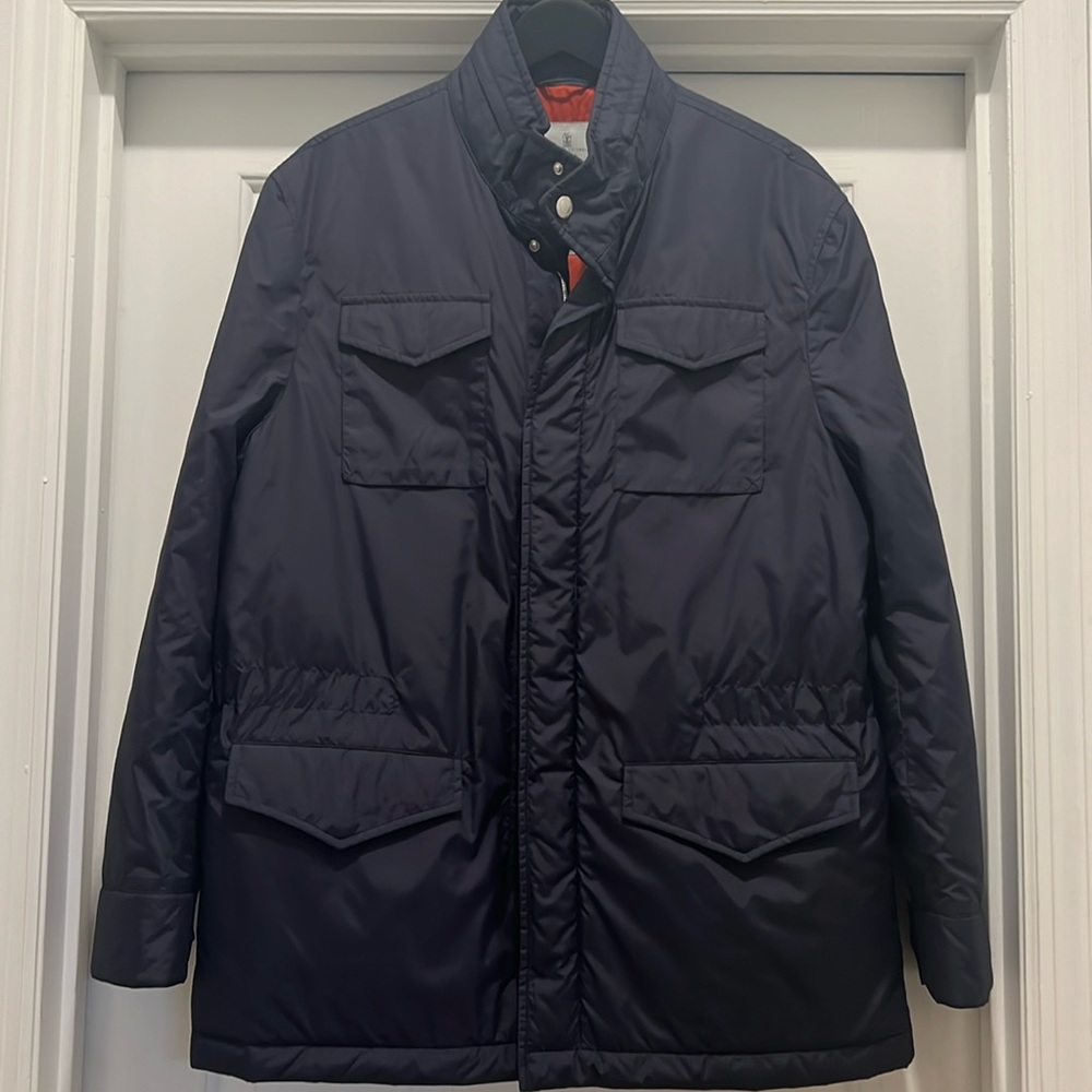 Luxury Men's BRUNELLO CUCINELLI Blue Nylon Lightweight Jacket with Ecodown